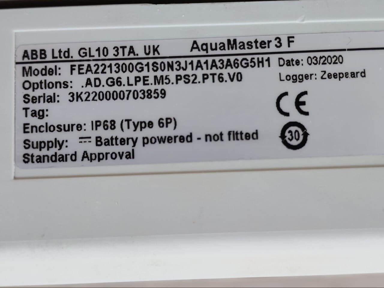 ABB FEA221300G1S0N3J1A13A6G5H1 ABB AQUAMASTER 3 F /FEA221300G1S0N3J1A1A3A6G5H1 ELECTROMAGNETIC FLOWMETER 2
