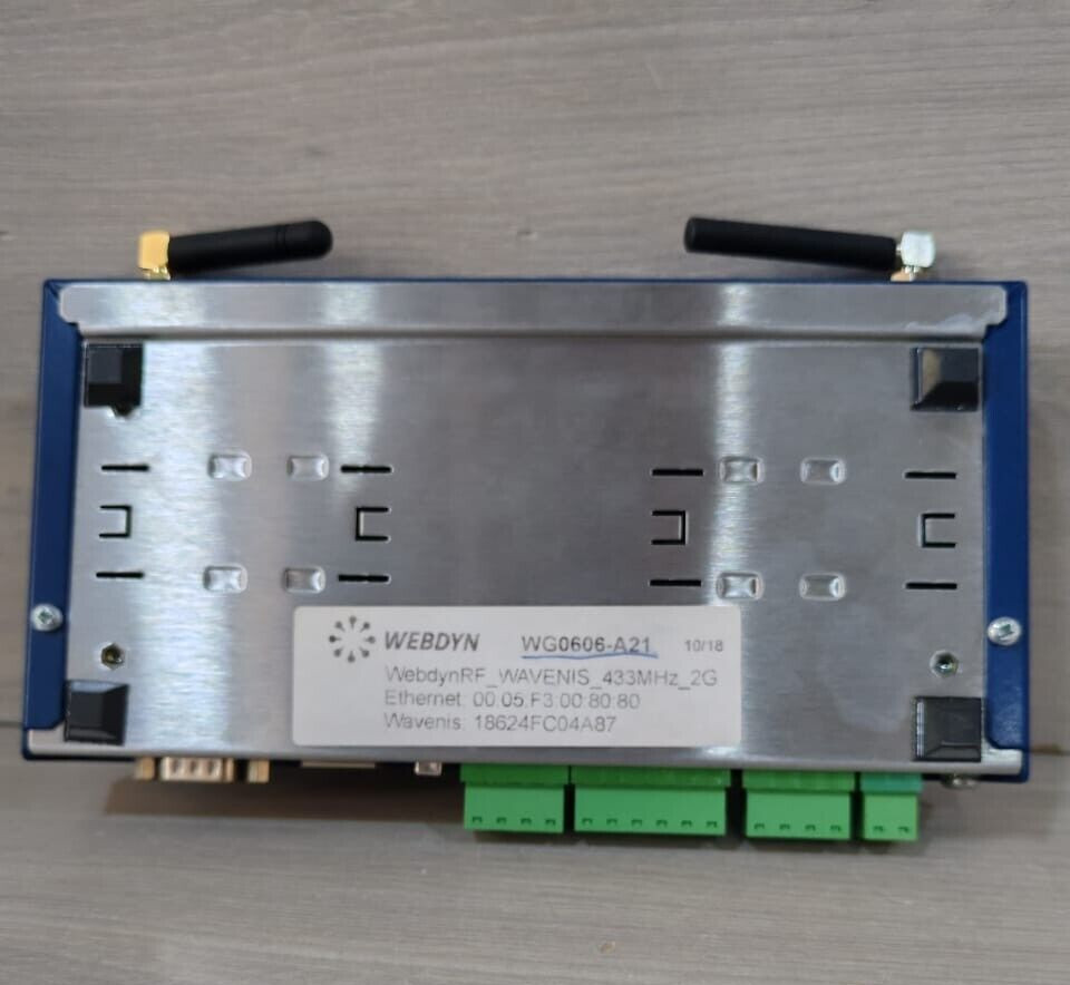 WEBDYN WG0606-A21 WEBDYN WG0606-A21 WAVENIS_433MHz_2G / 18624FCO4A87 ETHERNET: 00:05:F3:00:80:80 3