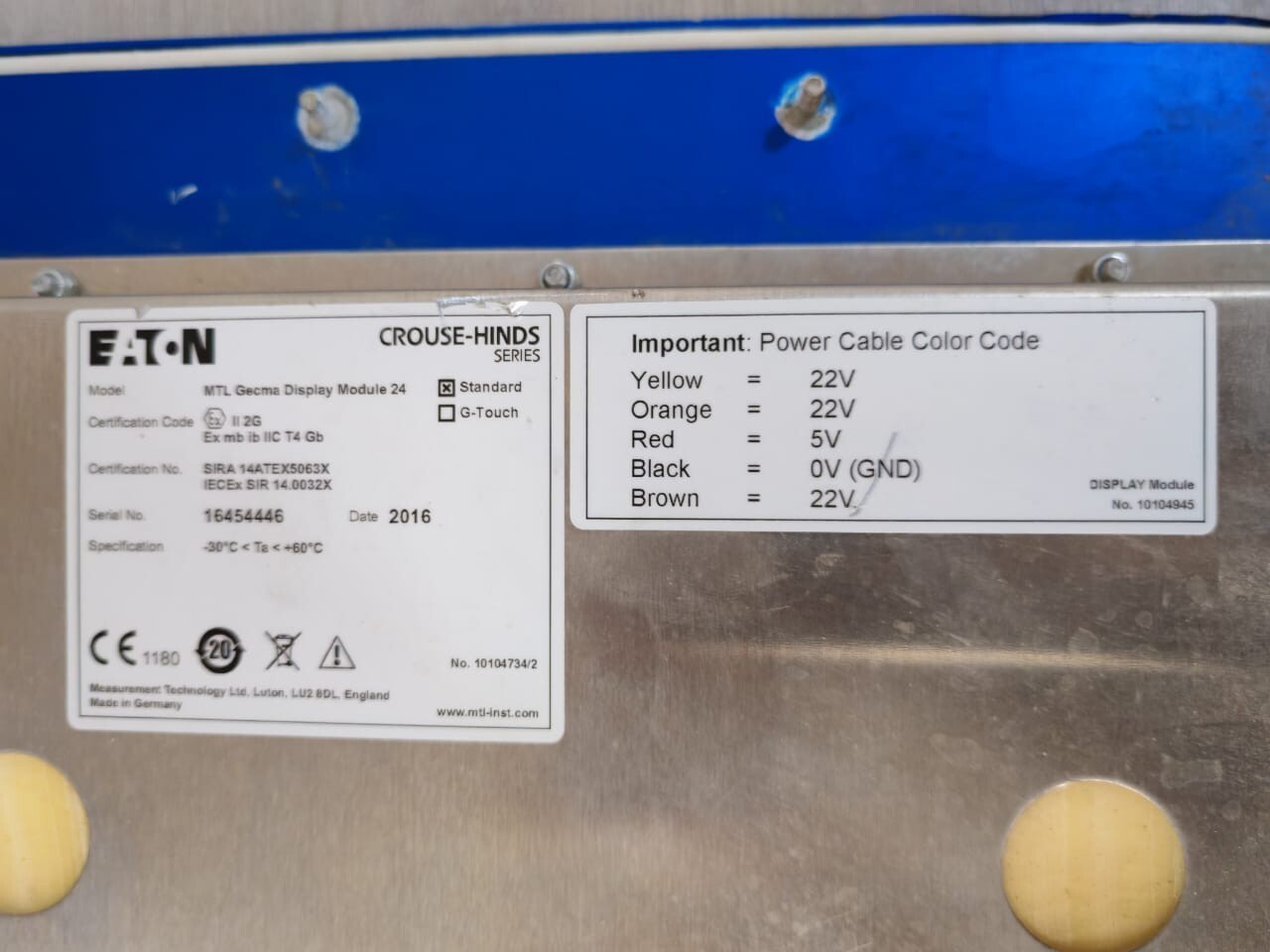 Eaton SIRA 14ATEX5063X EATON MTL GECMA DISPLAY MODULE 24'' SIRA 14ATEX5063X CROUSE-HINDS SERIES -PARTS 9