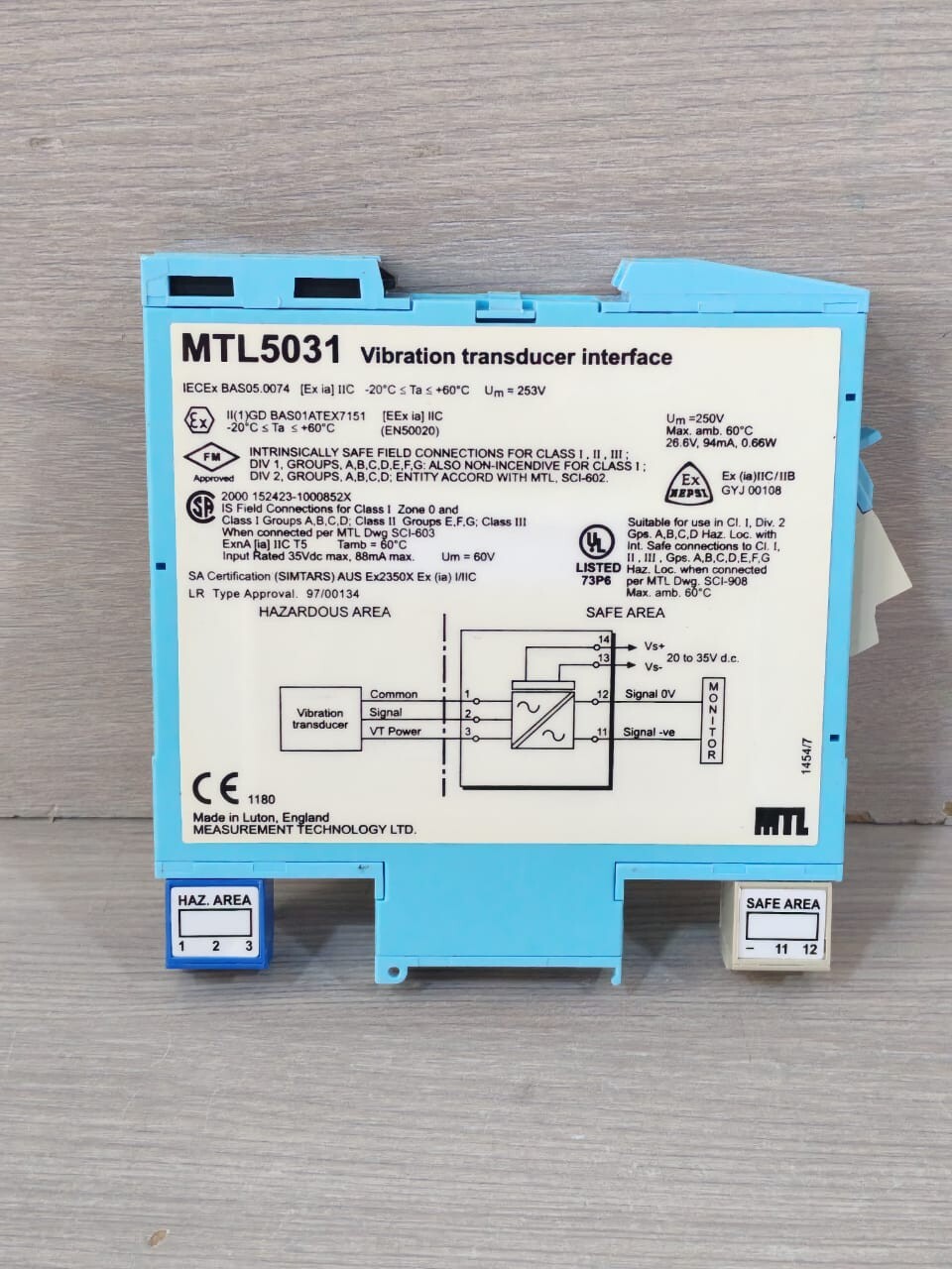 MTL MTL5031 MTL5031 VIBRATION TRANSDUCER INTERFACE 7