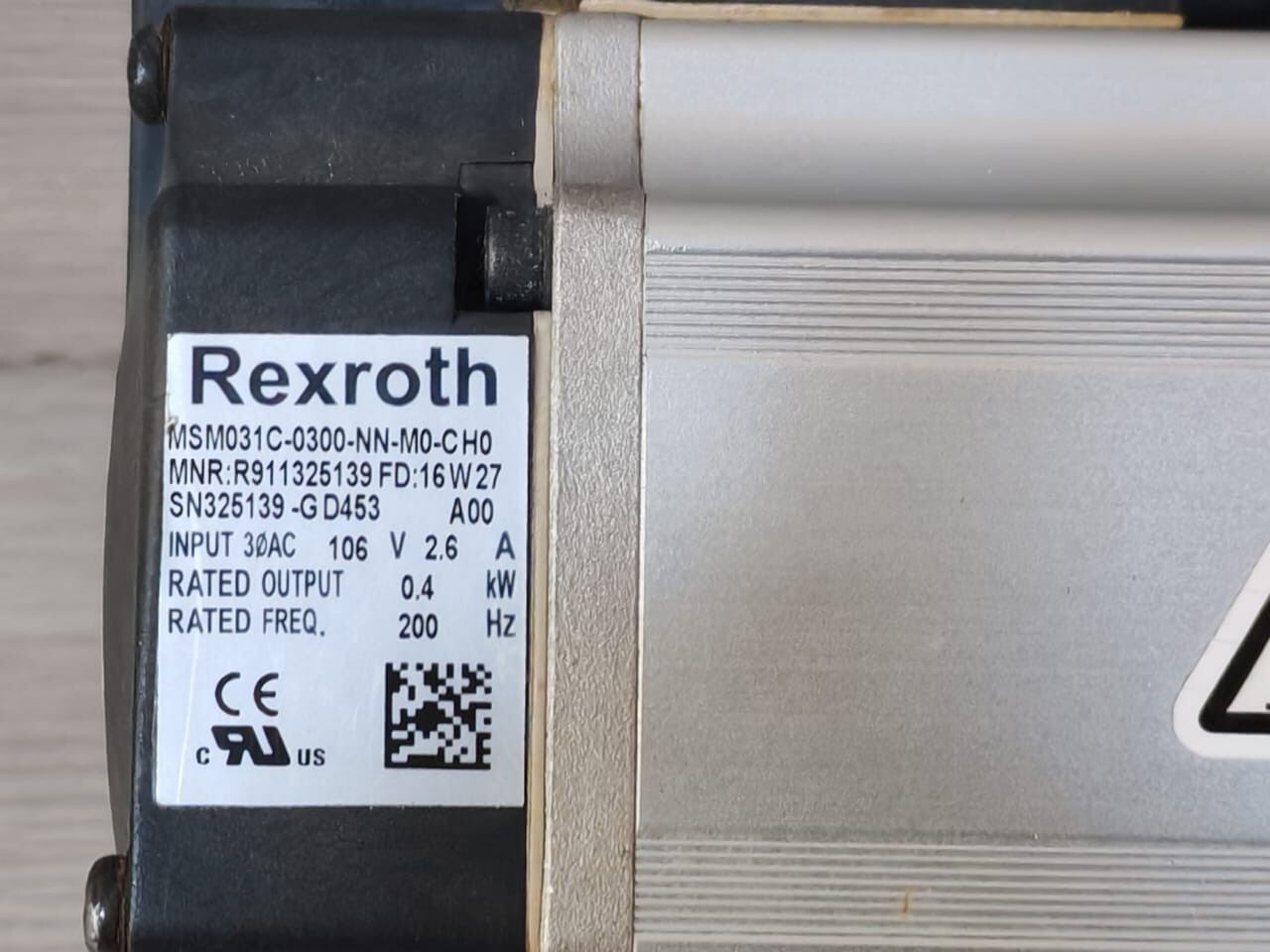 Rexroth MSM031C-0300-NN-M0-CH0 REXROTH MSM031C-0300-NN-M0-CH0 SERVO MOTOR WITH APEX DYNAMICS AB060-S2-P2 003:1 2
