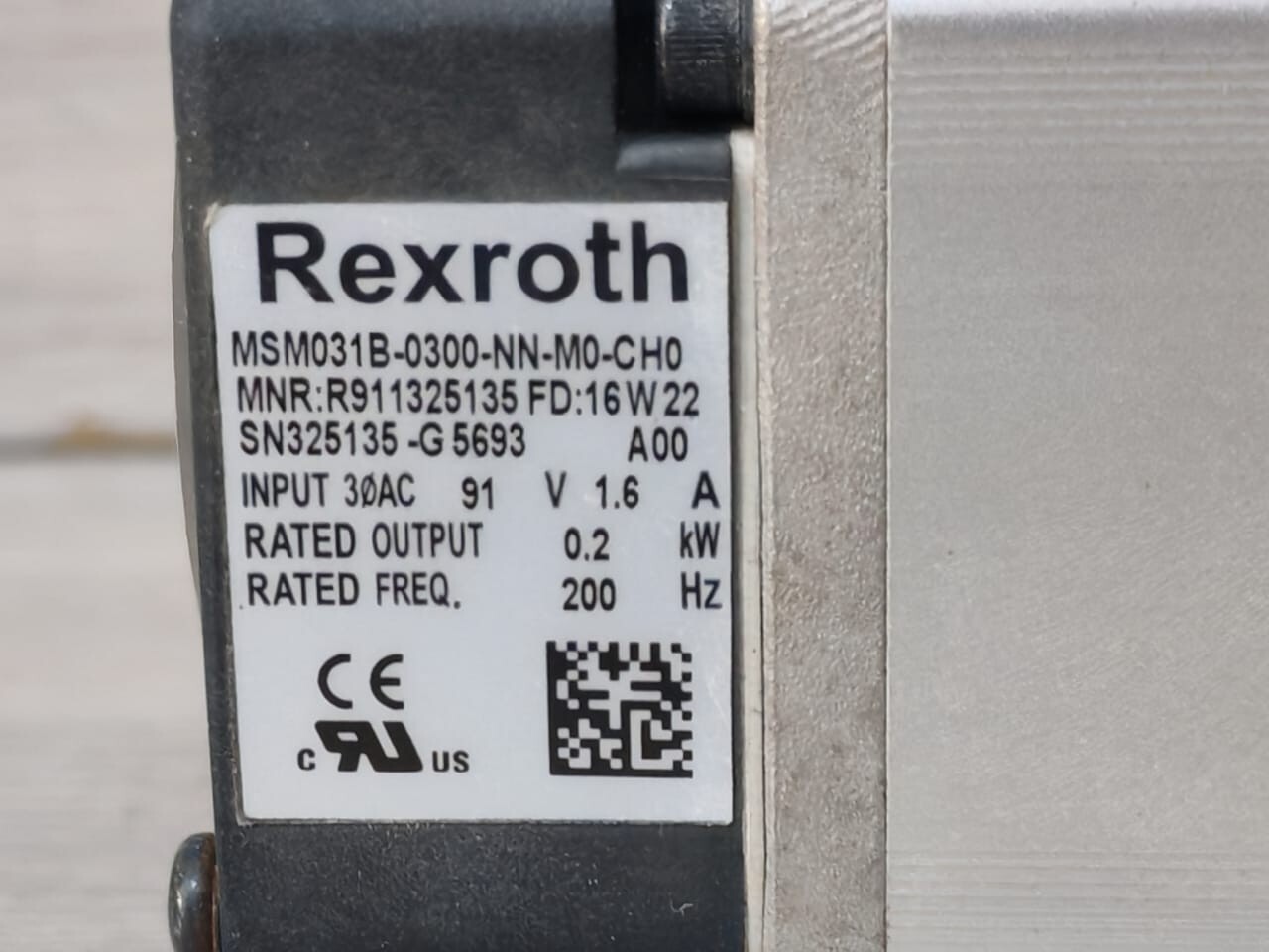 Rexroth MSM031B-0300-NN-M0-CH0 REXROTH MSM031B-0300-NN-M0-CH0 V 1.6 SERVO MOTOR W/ APEX DYNAMICS AB/F 042-S2-P2 2