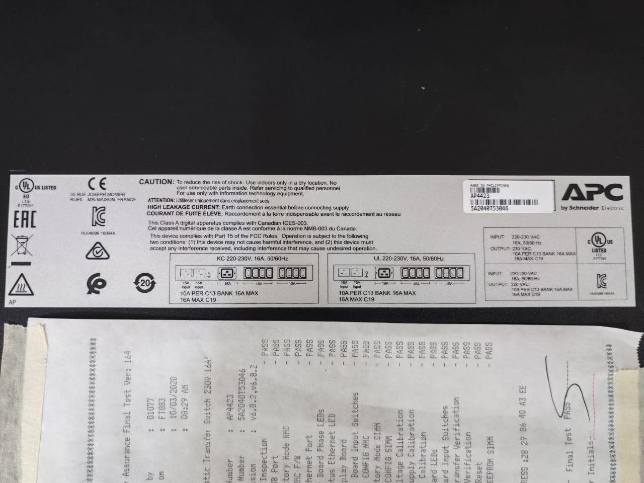 Schneider Electric AP4423 APC by Schneider Electric AP4423 Automatic Transfer Switch 230V 16A 2