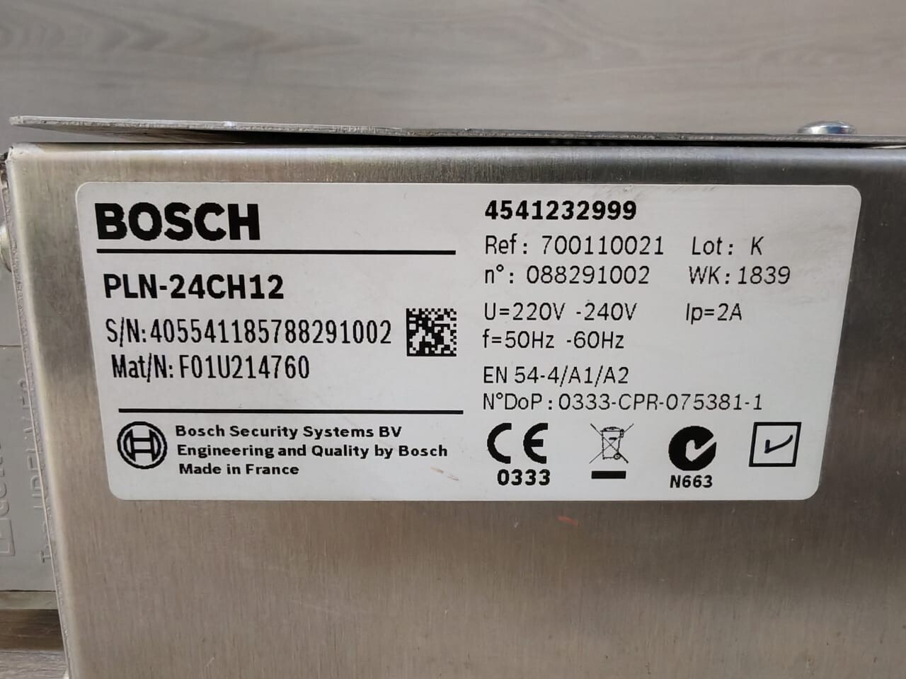 Bosch F01U214760 BOSCH PLENA PLN 24CH12 MAT/N F01U214760 VOICE ALARM 24V BATTERY CHARGER 8