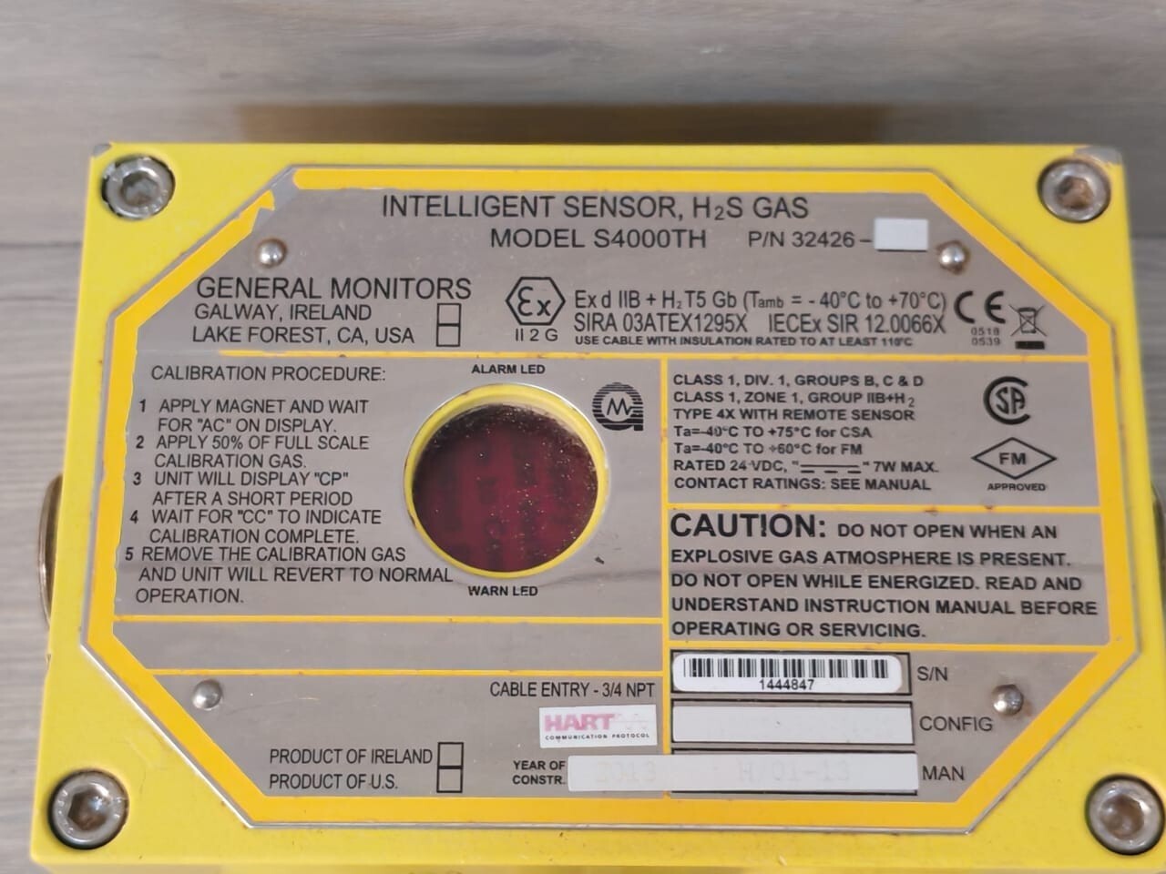 GENERAL MONITORS P/N 32426-70 GENERAL MONITORS S4000TH INTELLIGENT SENSOR P/N 32426-70 5