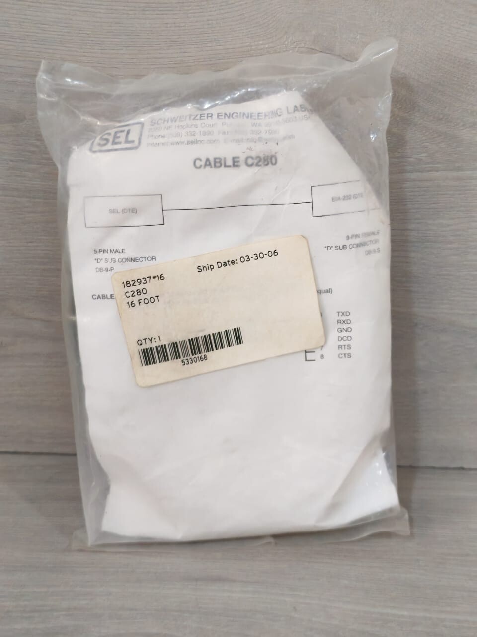 SCHWEITZER ENGINEERING LABORATORIES 280 C280** SCHWEITZER ENGINEERING LABORATORIES CABLE 280 C280 16 Foot 9-PIN MALE CONNECTOR 2