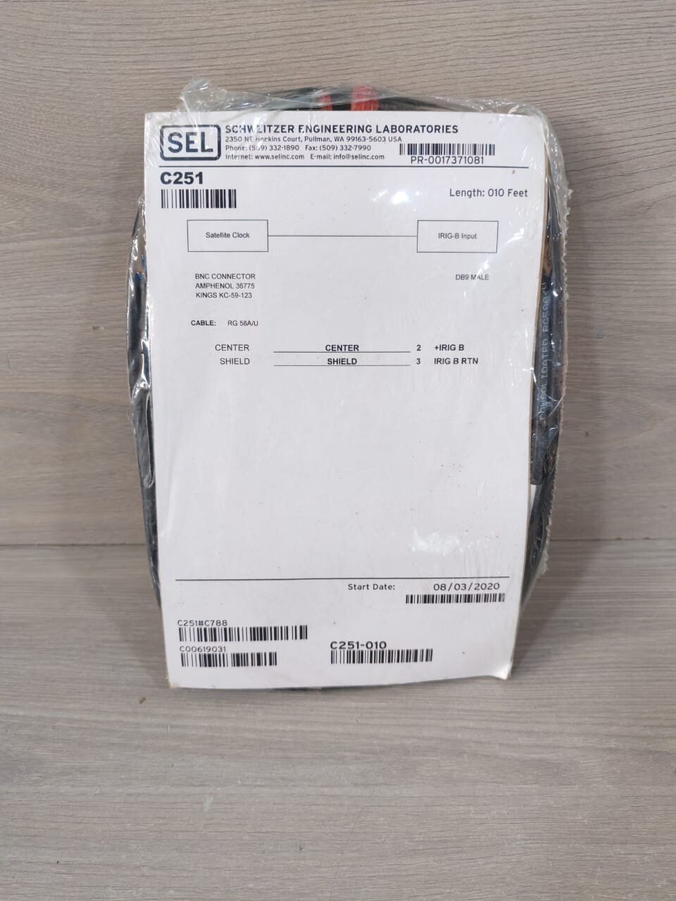 SCHWEITZER ENGINEERING LABORATORIES C251 SEL SCHWEITZER ENGINEERING LABORATORIES C251 BNC CONNECTOR 010 FEET 4