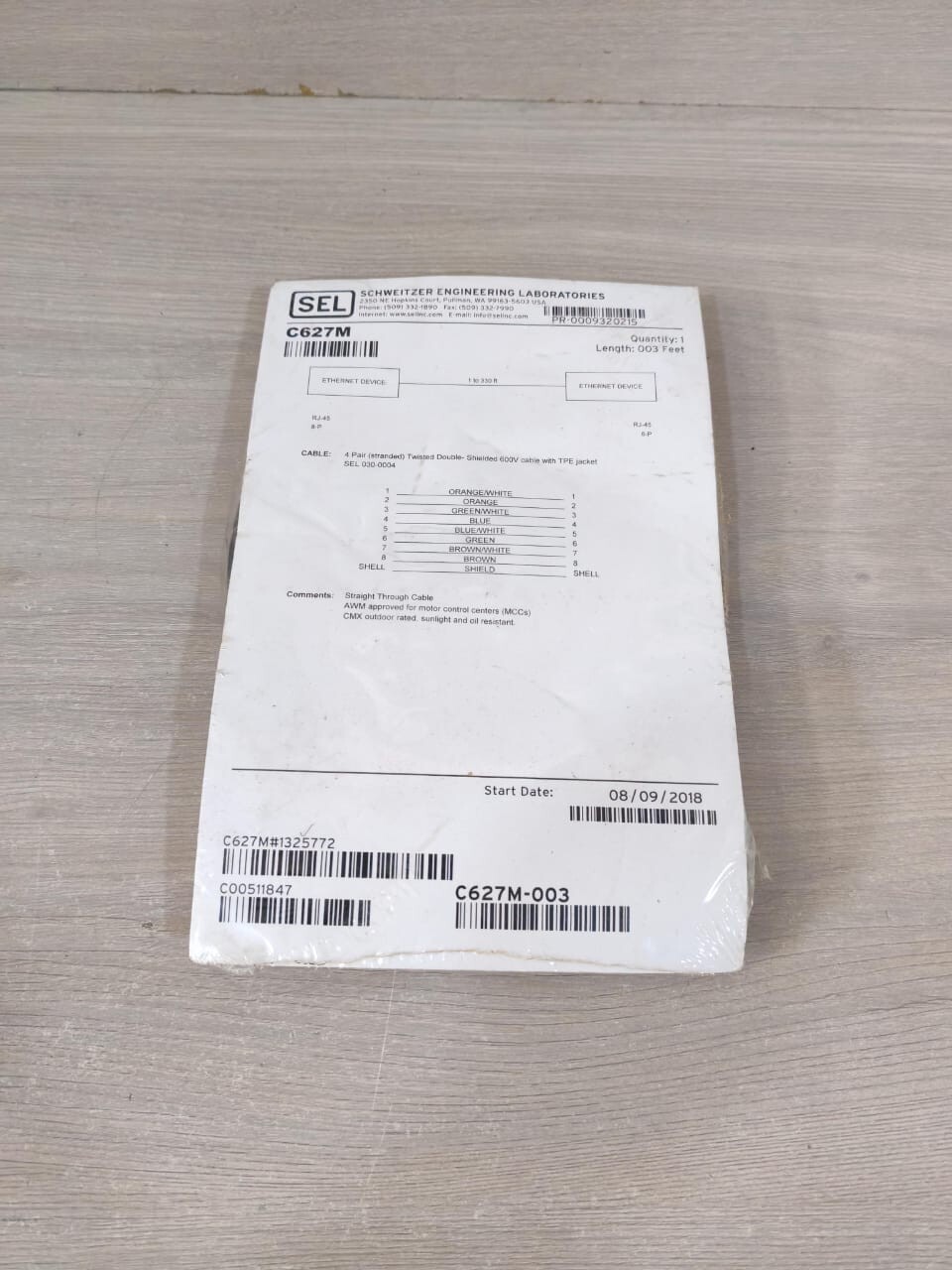 SCHWEITZER ENGINEERING LABORATORIES C627M SEL SCHWEITZER ENGINEERING LABORATORIES C627M ETHERNET DEVICE 003 FEET 8