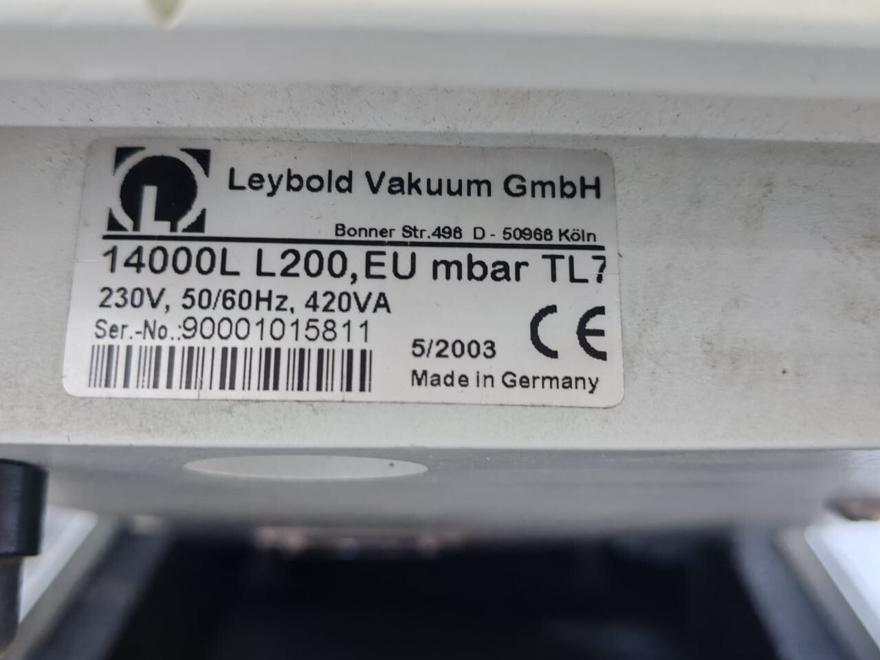 LEYBOLD L  200 LEYBOLD Vaseco L 200 HELIUM LEAK DETECTOR, UNIT; PUMP, VACUUM 3