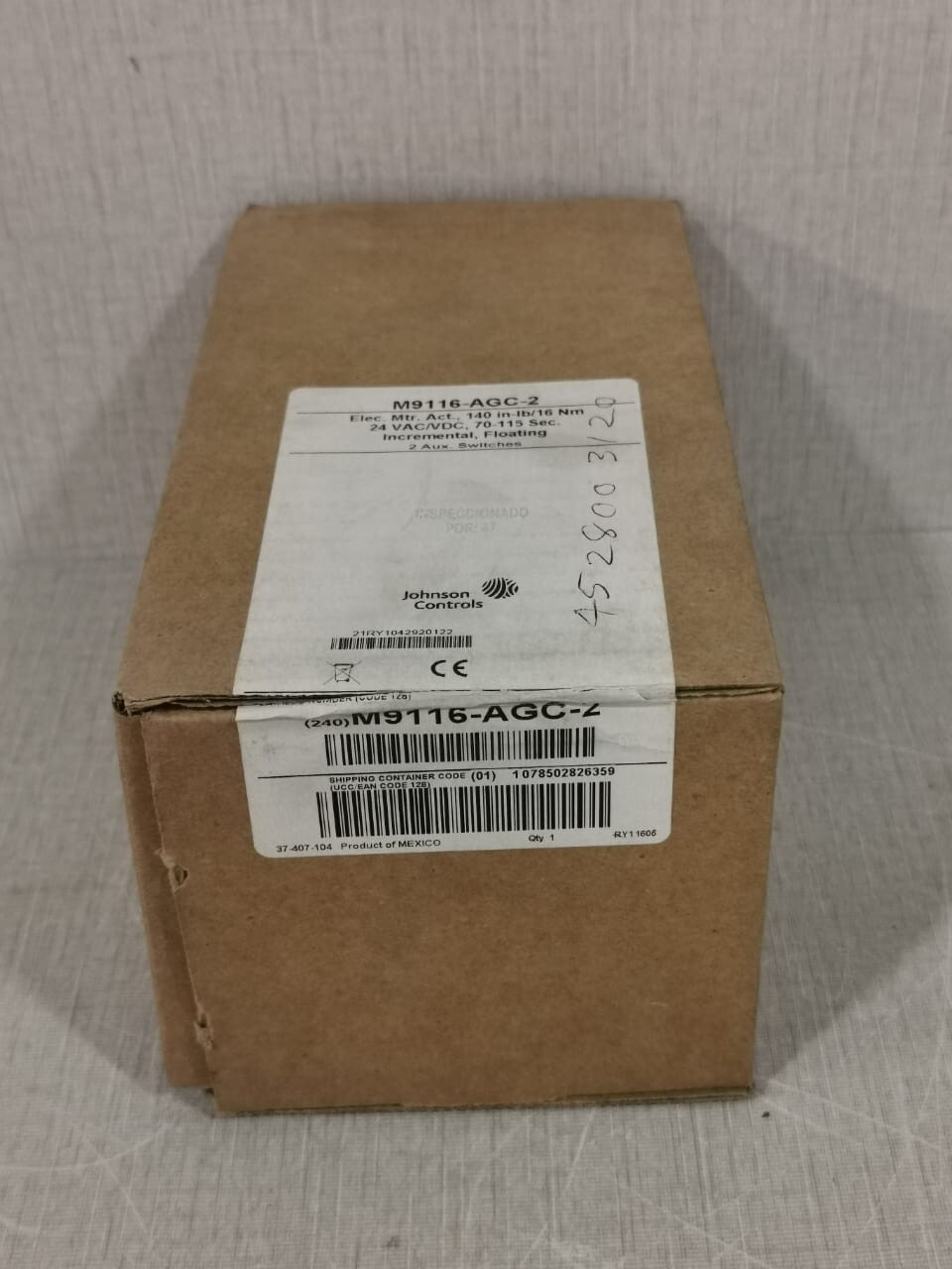 Johnson Controls M9116-AGC-2 Johnson Controls M9116-AGC-2 ELECTRIC MOTOR ACTUATOR 140 IN-LB/16NM 24VAC/VDC 10