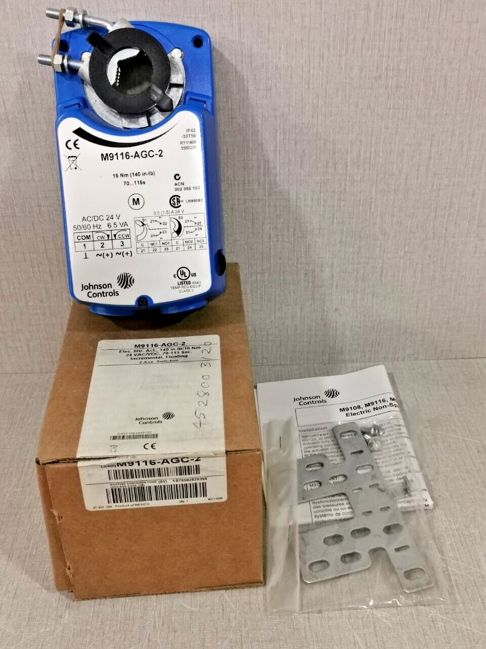 Johnson Controls M9116-AGC-2 ELECTRIC MOTOR ACTUATOR 140 IN-LB/16NM 24VAC/VDC