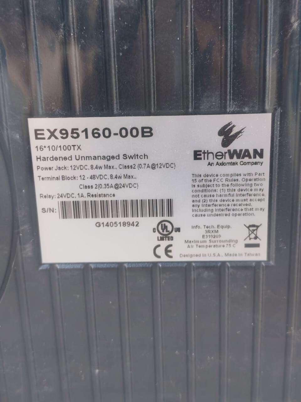 ETHERWAN EX95160-00B ETHERWAN EX95160-00B 16*10/100TX Hardened Unmanaged Switch 7