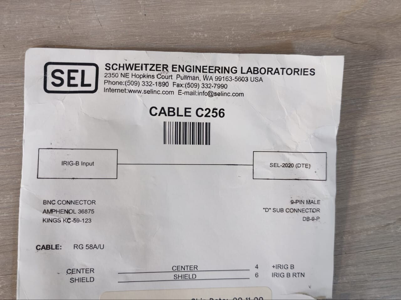 SCHWEITZER ENGINEERING LABORATORIES C256 SEL C256 SCHWEITZER ENGINEERING LABORATORIES 15 Feet 6