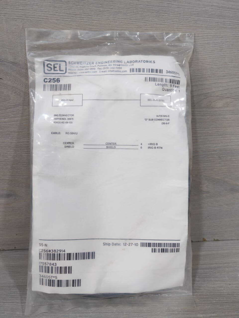 SCHWEITZER ENGINEERING LABORATORIES C256 SEL C256 SCHWEITZER ENGINEERING LABORATORIES 9 Feet 2