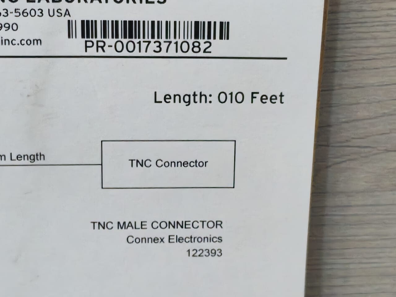 SEL C961 SEL C961 TNC MALE CONNECTOR LMR-400-UF 030-0509 010 FEET 4