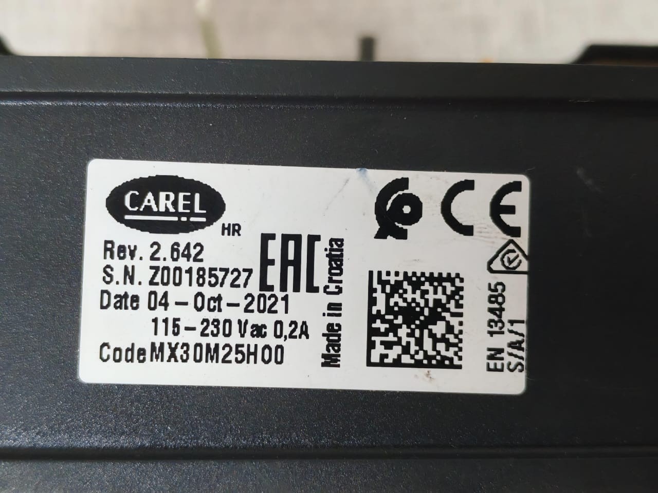Carel MX30M25H00 CAREL MPXPRO MX30M25H00 REV. 2.642 PROGRAMMED CONTROLLER 115-230VAC 6