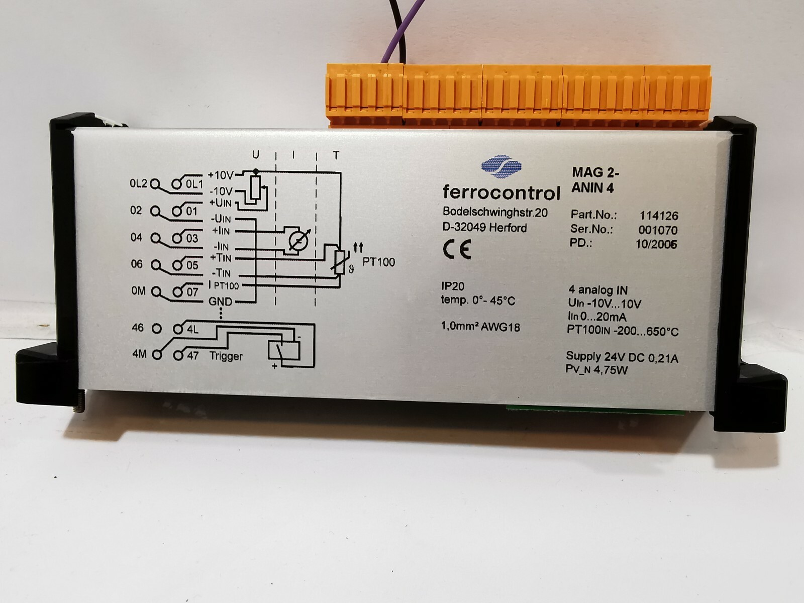 Ferrocontrol 113930 Ferrocontrol MAG 2 ANIN 4 HENFORD D-32049 PART NO: 114126 4