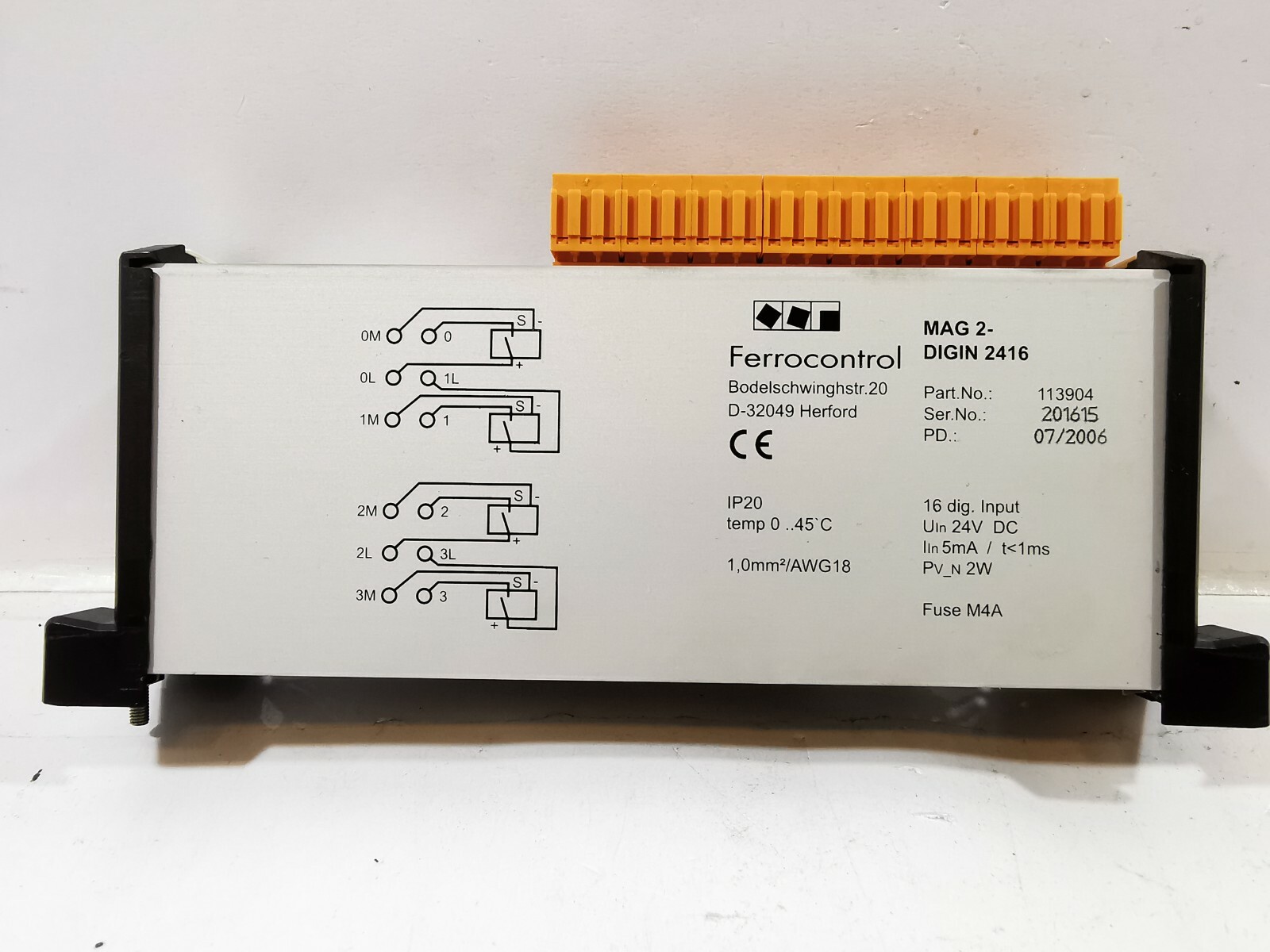 Ferrocontrol 113904 Ferrocontrol MAG 2 DIGIN 2416 HENFORD D-32049 PART NO: 113904 3