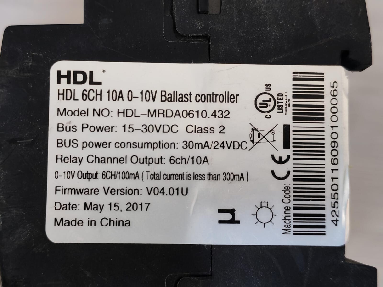 HDL MRDA0610.432 HDL MRDA0610.432 F/W HDL-V04.01U HDL 6CH 10A 0-10V BALLAST CONTROLLER 7