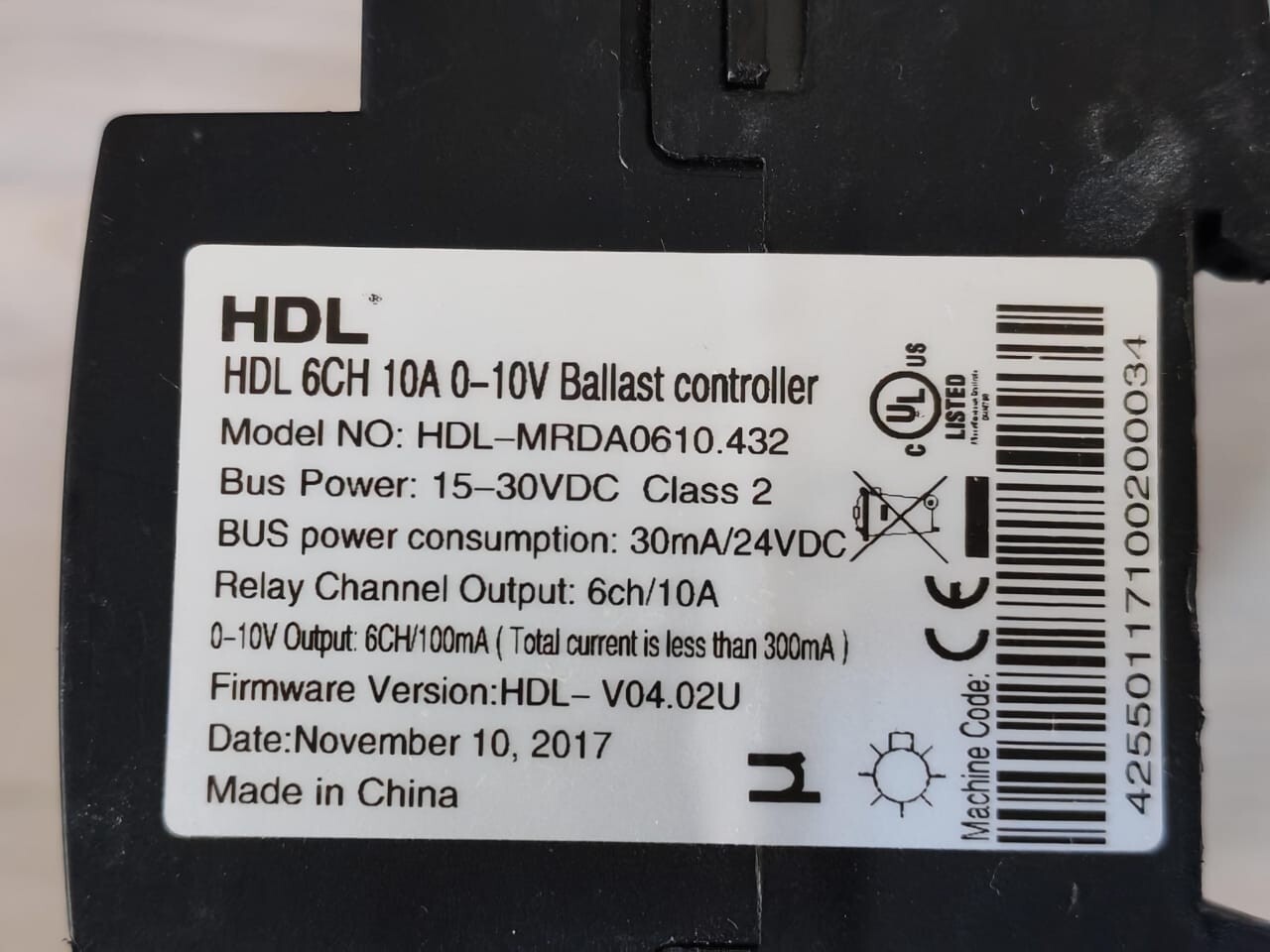 HDL MRDA0610.432 HDL MRDA0610.432 F/W HDL-V04.02U HDL 6CH 10A 0-10V BALLAST CONTROLLER 8