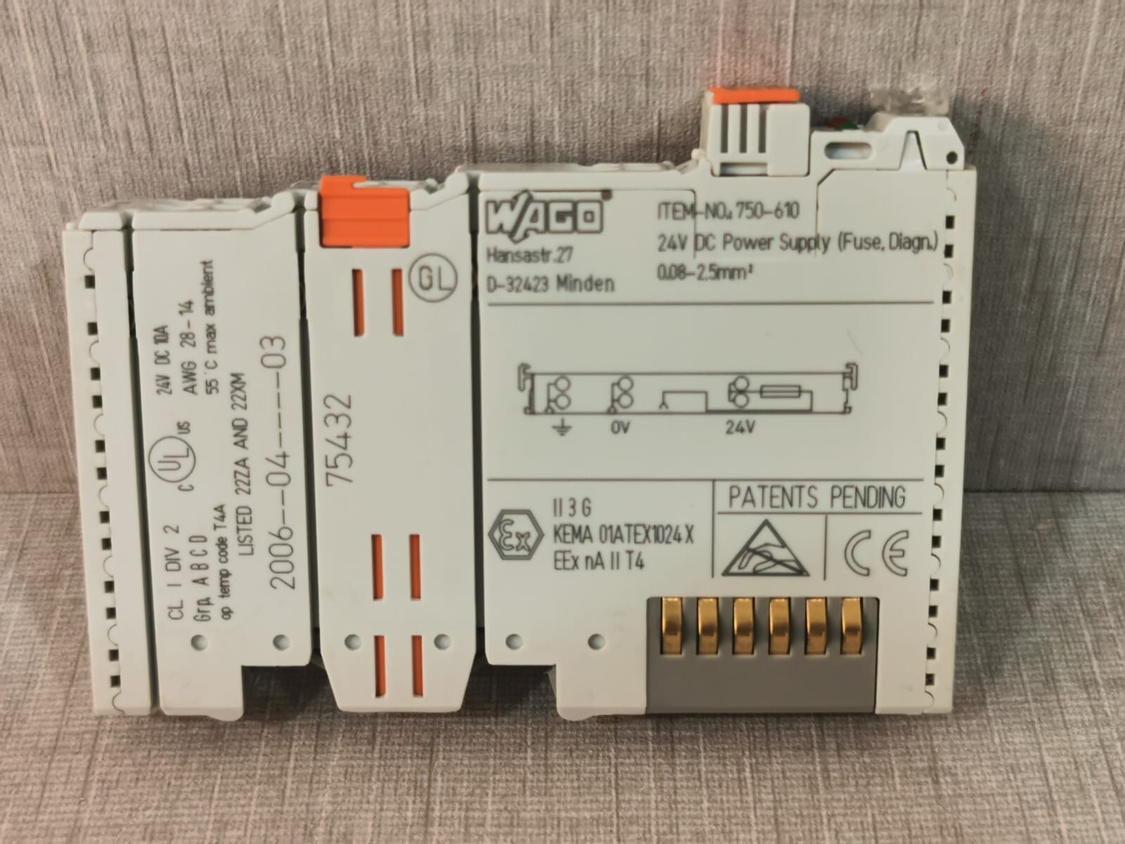 Wago 750-610 Wago 750-610 Power Supply 24VDC 3