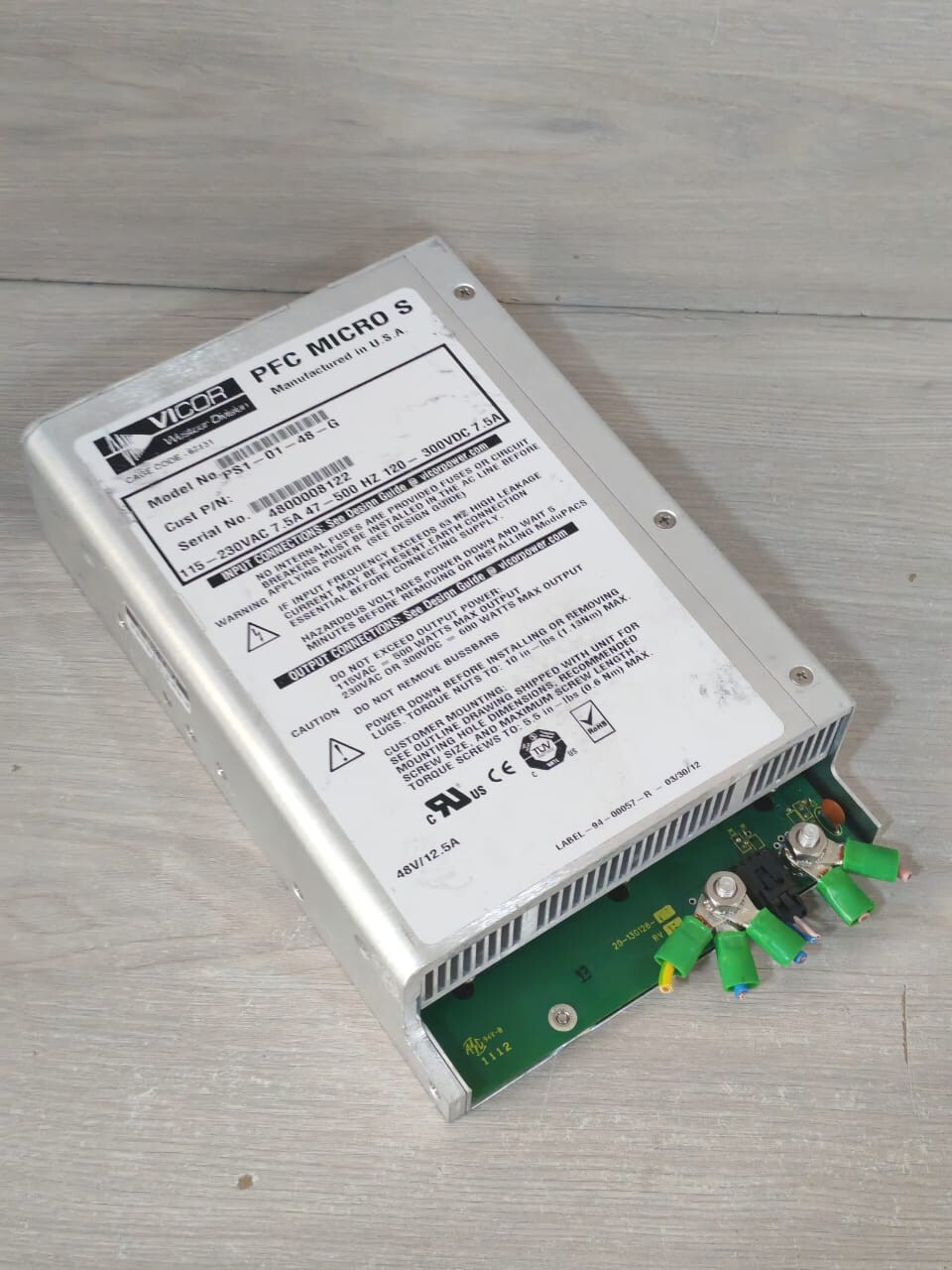 VICOR PS1-01-48-G VICOR PFC MICRO S PS1-01-48-G 10-130112-12 REV A AC/DC CONVERTER 4