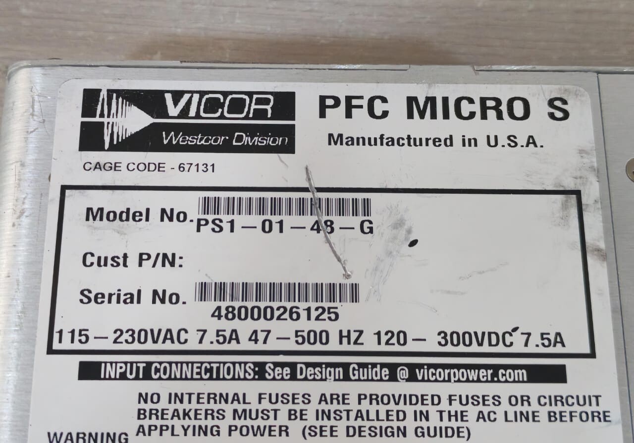 VICOR PS1-01-48-G VICOR PFC MICRO S PS1-01-48-G 10-130112-12 REV D AC/DC CONVERTER 2