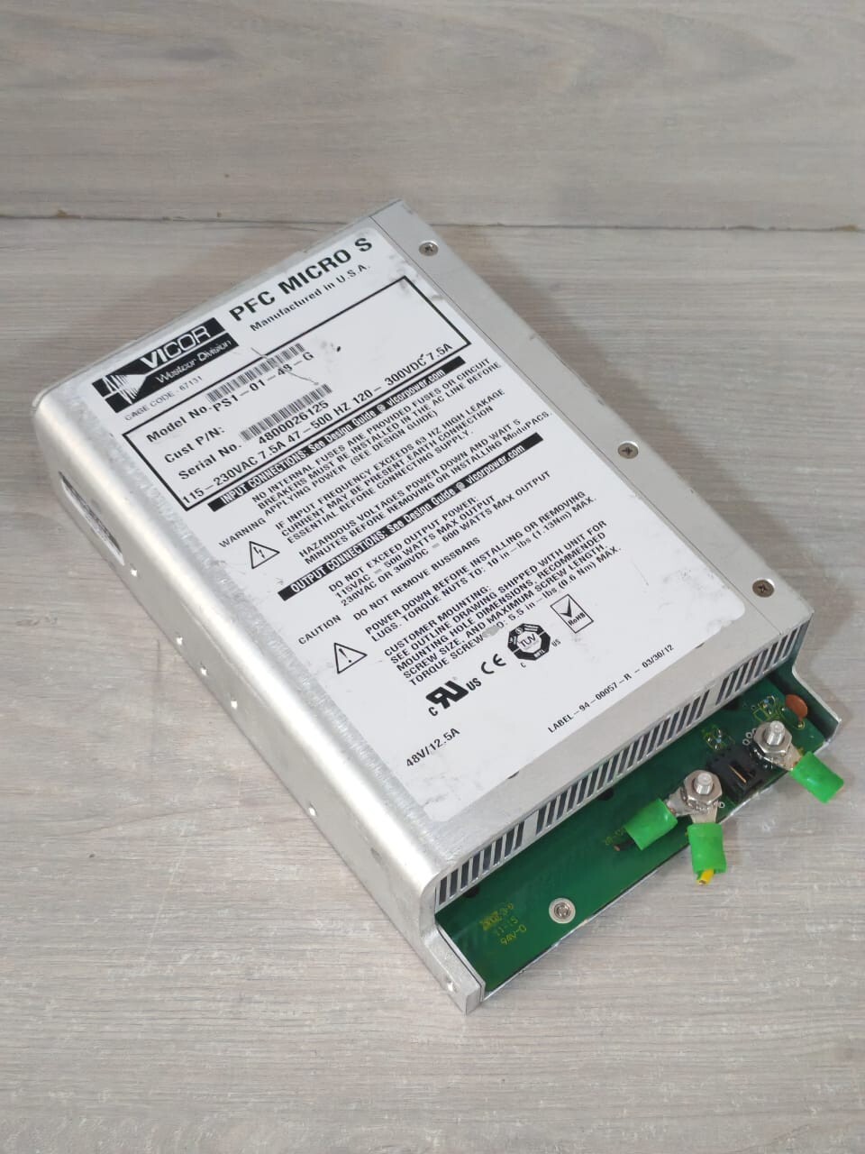 VICOR PS1-01-48-G VICOR PFC MICRO S PS1-01-48-G 10-130112-12 REV D AC/DC CONVERTER 4