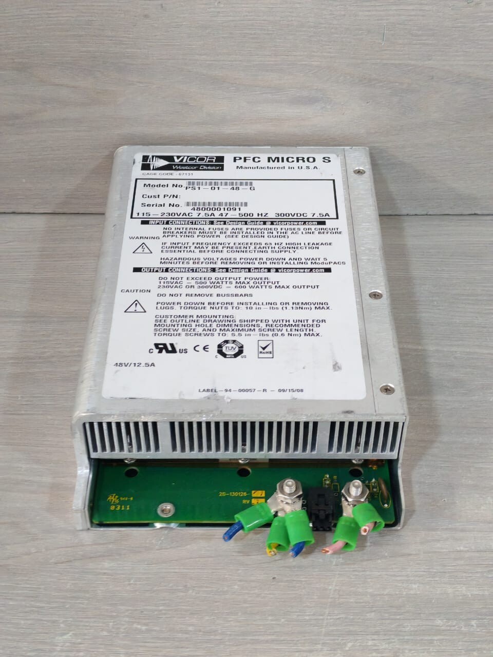 VICOR PS1-01-48-G VICOR PFC MICRO S PS1-01-48-G 10-130112-12 REV B AC/DC CONVERTER 7