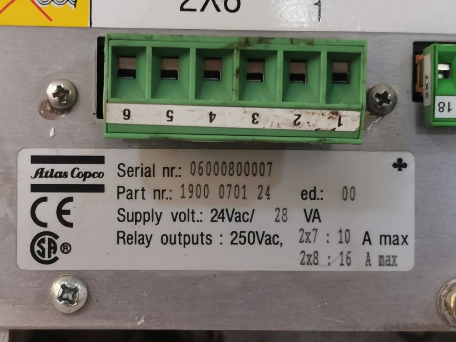 ATLAS COPCO COPCO-1900-0701 Atlas Copco 1900 0701 24 / 1900070124 Elektronikon Control Panel 2