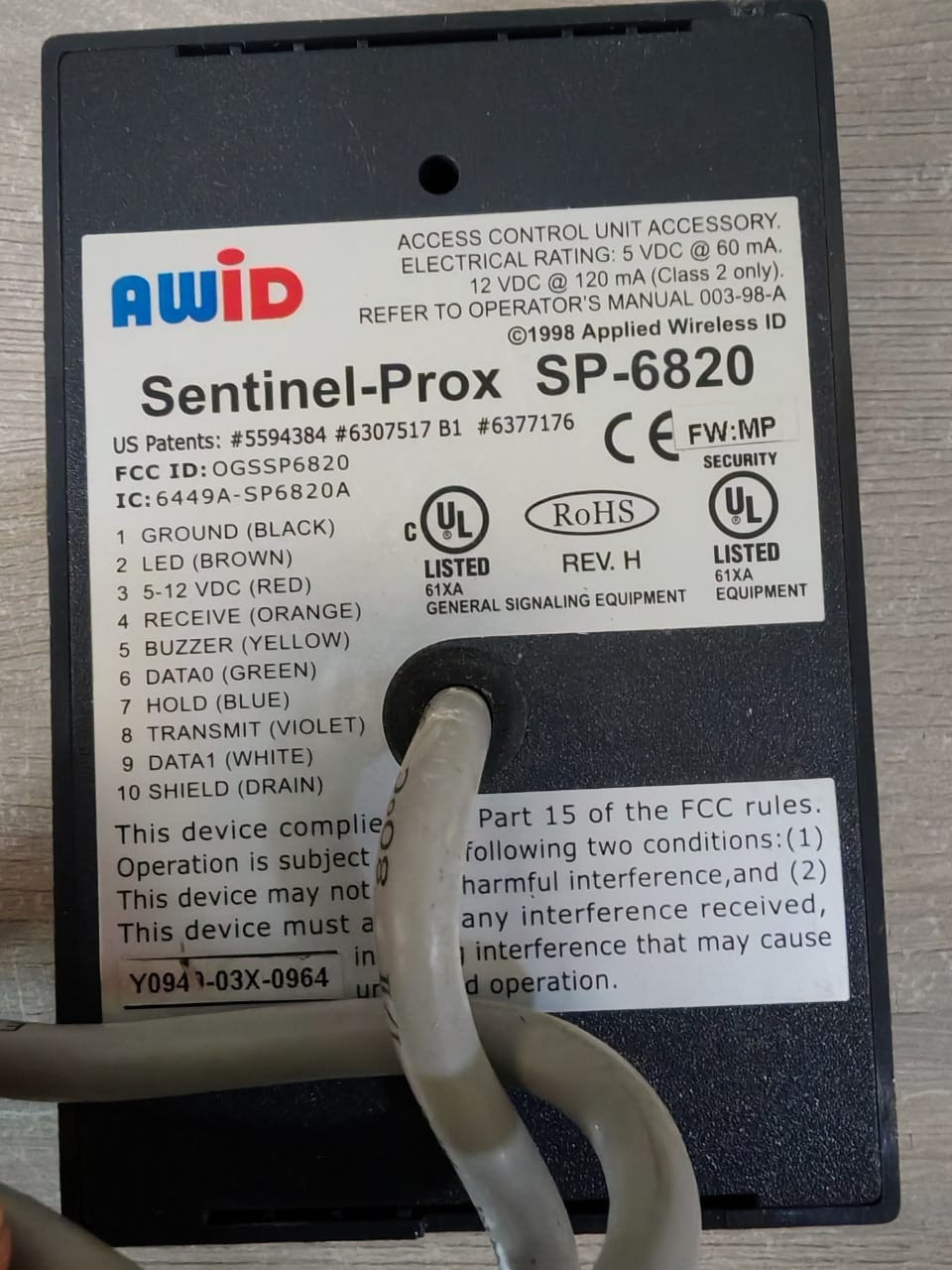 LENEL 6449A LENEL SP-6820 PROXIMITY READER REV. H 3
