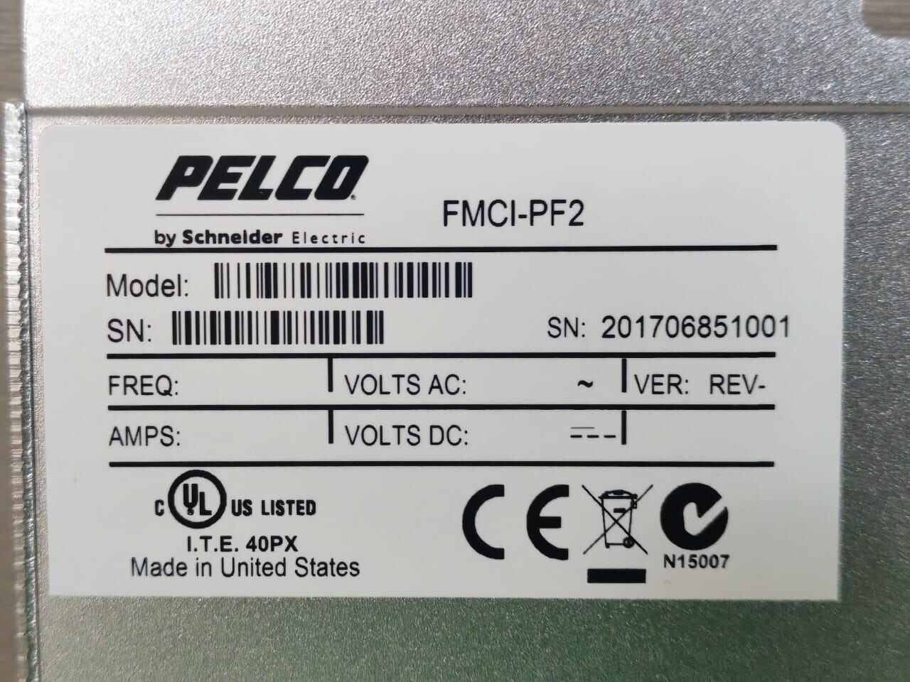 PELCO BY SCHNEIDER ELECTRIC FMCI-PF2 PELCO BY SCHNEIDER ELECTRIC FMCI-PF2 MEDIA CONVERTER-SFP 100M 2CH 7