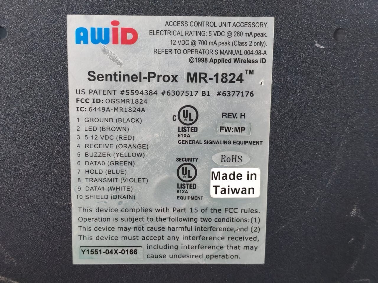 AWID MR-1824 AWID MR-1824 SENTINEL-PROX 12VDC 700mA 2