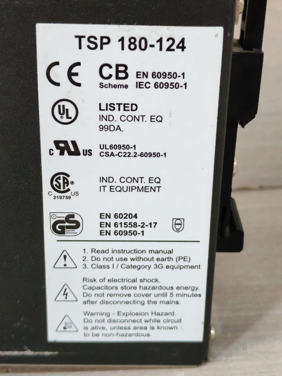 TRACO POWER TSP 180-124 TRACO POWER TSP 180-124 115/230VAC 4.0/2.0A INDUSTRIAL POWER SUPPLY 7