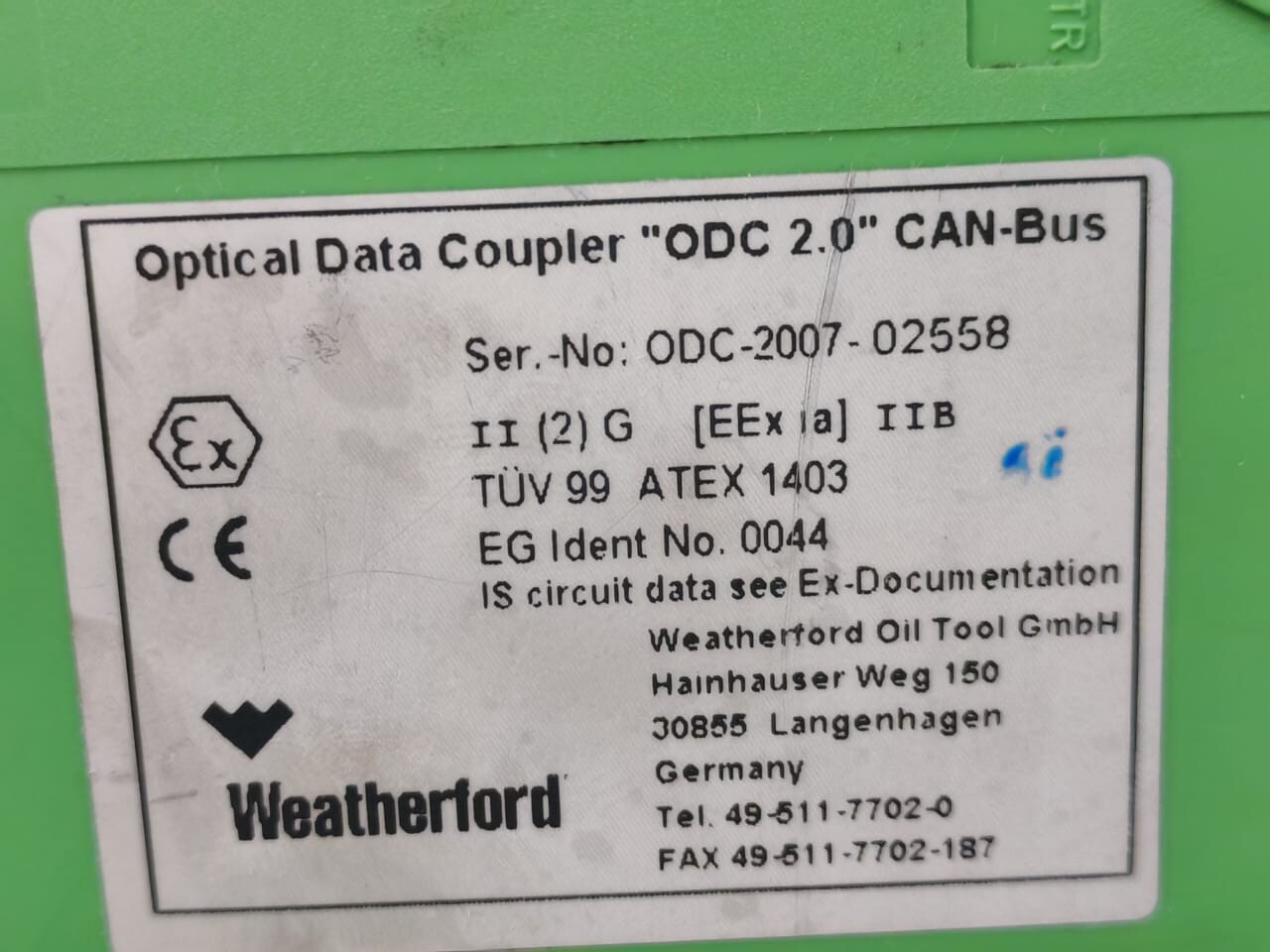 WEATHERFORD ODC 2.0 WEATHERFORD OPTICAL DATA COUPLER ODC 2.0 CAN-BUS MODULE CONTROLLER 7