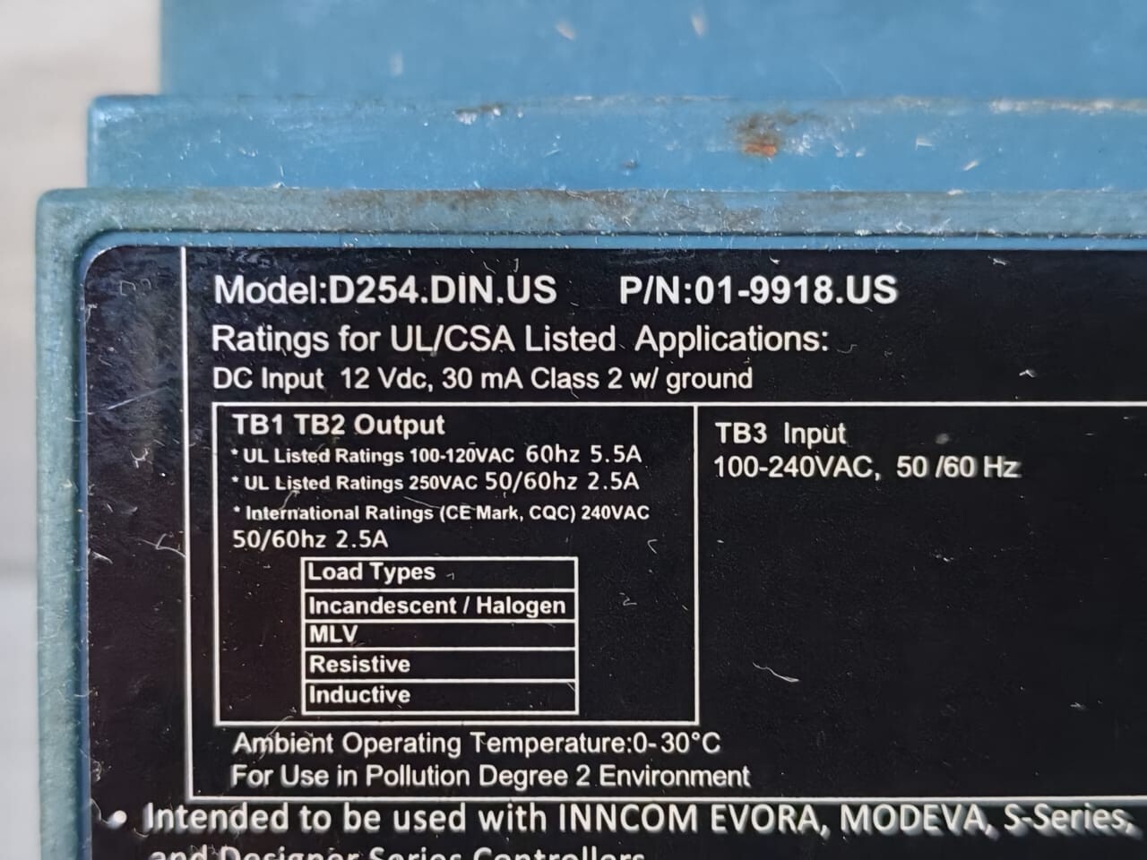 Honeywell 01-9918.US WITH 02-9918 REV C HONEYWELL D254.DIN.US RAIL LAMP DIMMER P/N: 01-9918.US WITH 02-9918 REV C BOARD 2