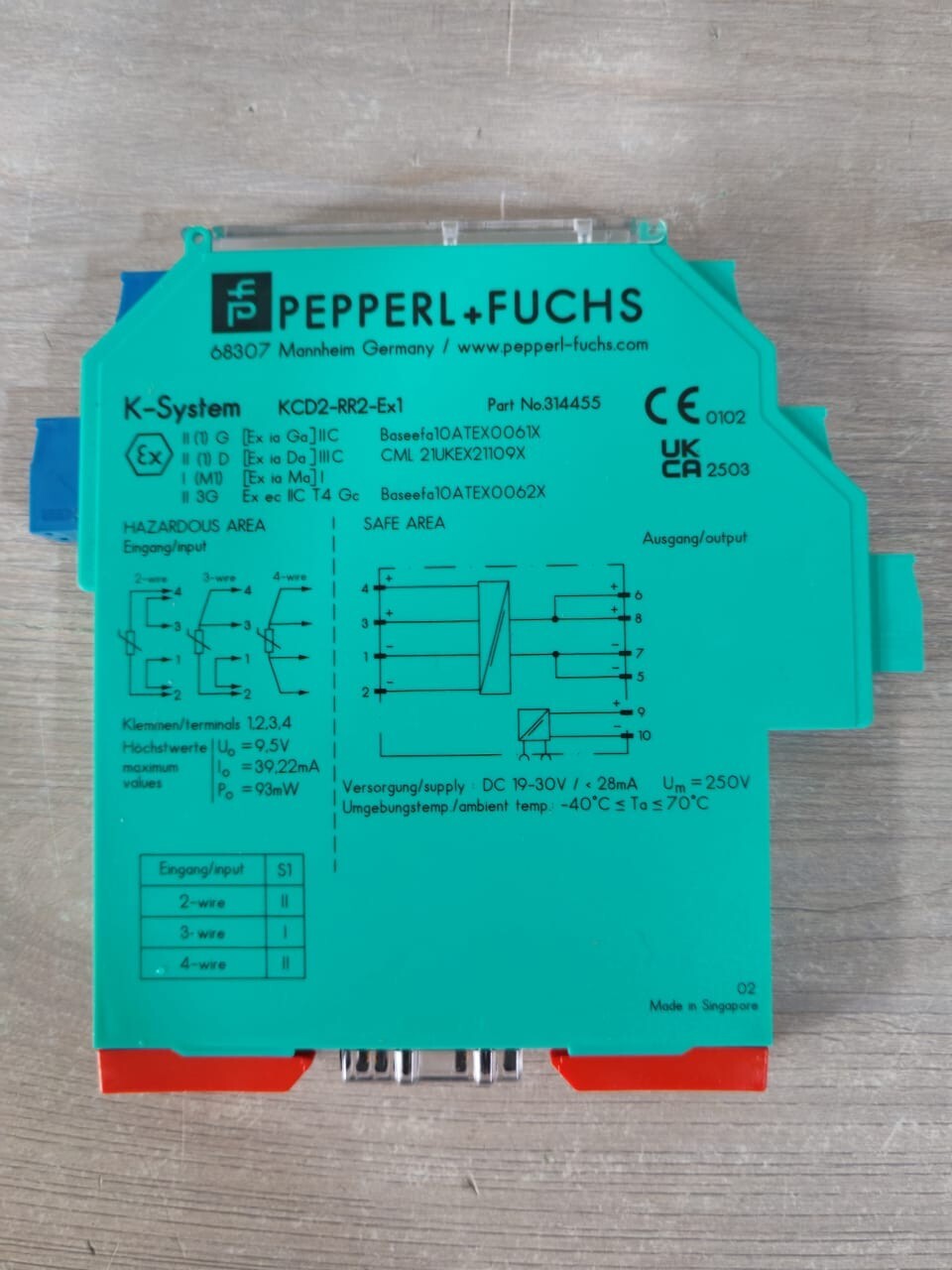 PEPPERL+FUCHS 314455 PEPPERL+FUCHS KCD2-RR2-Ex1 P/N 314455 RESISTANCE REPEATER 2
