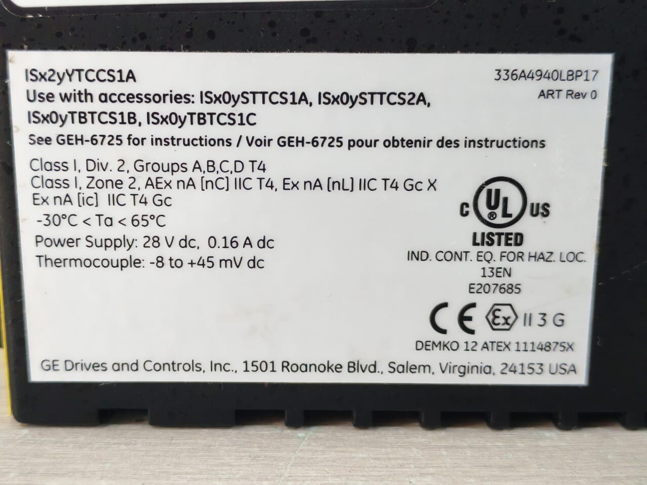GE ENERGY IS220YTCCS1AJ GE ENERGY IS220YTCCS1A/ IS220YTCCS1AJ THERMOCOUPLE 8