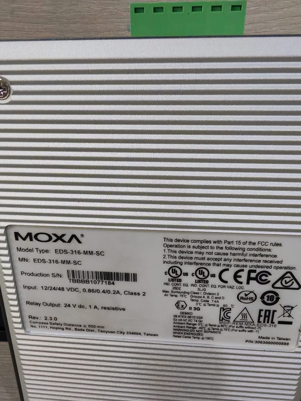 Moxa EDS-316-MM-SC V2.3.0 MOXA EDS-316-MM-SC V2.3.0 16 PORT UNMANAGED ETHERNET SWITCH 5