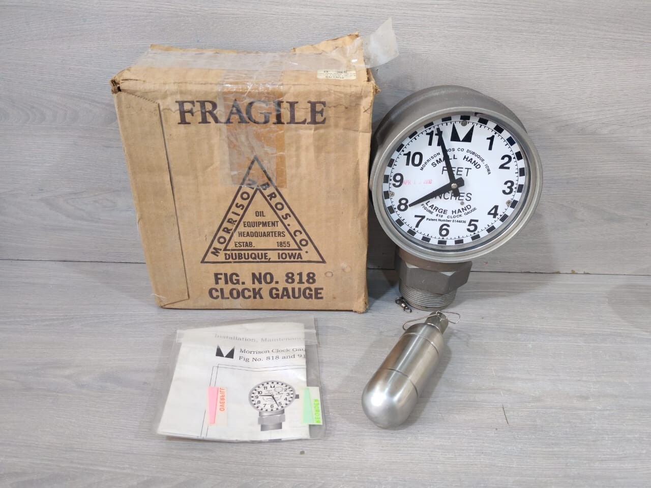 MORRISON BROS. 818 5144836 CLOCK GAUGE WITH METRIC FACE