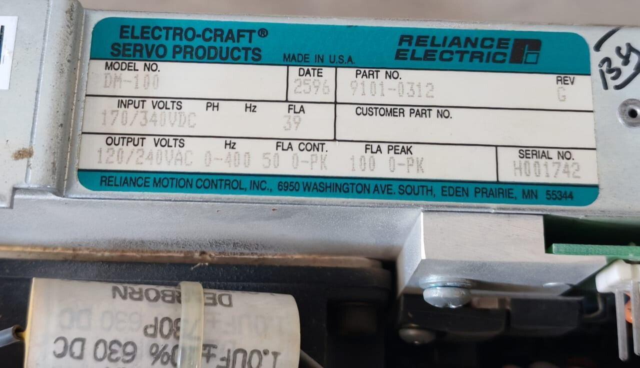 ELECTRO-CRAFT BRU-500 P/N 9101-0312 REV G ELECTRO-CRAFT BRU-500 DM-100 P/N 9101-0312 REV G DRIVE MODULE 9