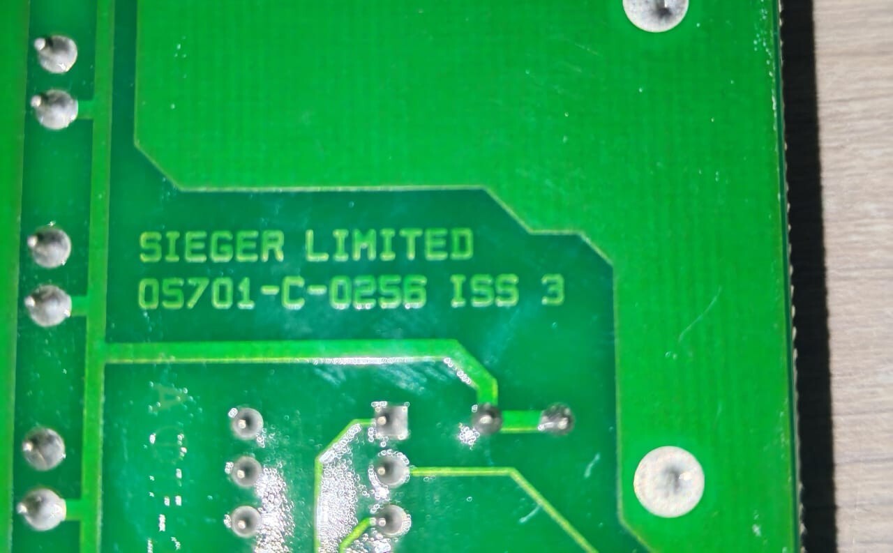 SIEGER LIMITED 05701-A-03 ISS / 05701-C-0256 ISS 3 SIEGER LIMITED 05701-A-0328 / 05701-A-03 ISS / 05701-C-0256 ISS 3 CONTROL CARD 8