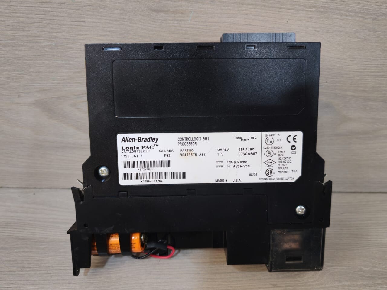 Allen-Bradley 96479676 A02 Allen-Bradley 1756-L61 Ser B. F02 Controllogix 5561 Processor 96479676 A02 6
