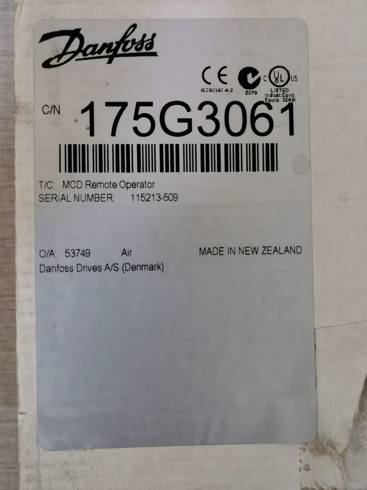 Danfoss 175G3061 DANFOSS 175G3061 Remote Operator DANFOSS DRIVES 2