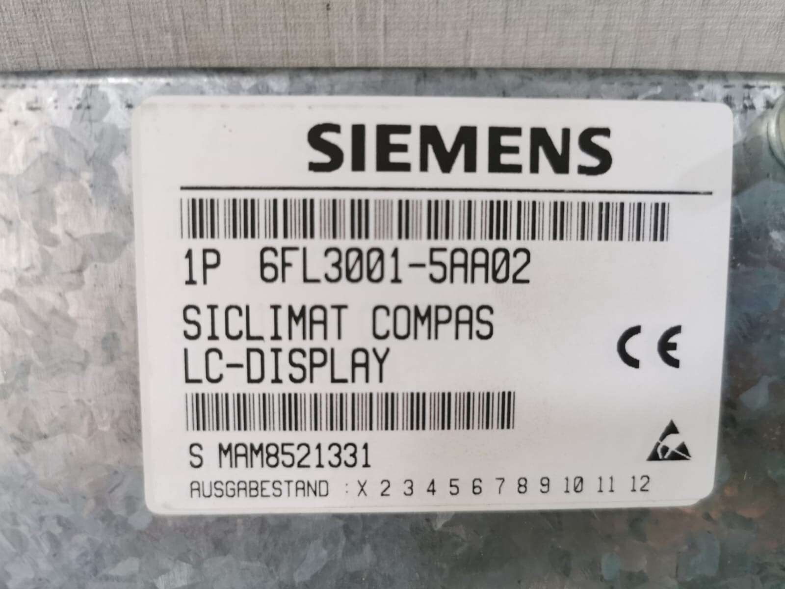 Siemens 6FL3001-5AA02 Siemens 6FL3001-5AA02 SICLIMAT COMPAS LC-Display 6FL3 001-5AA02 5