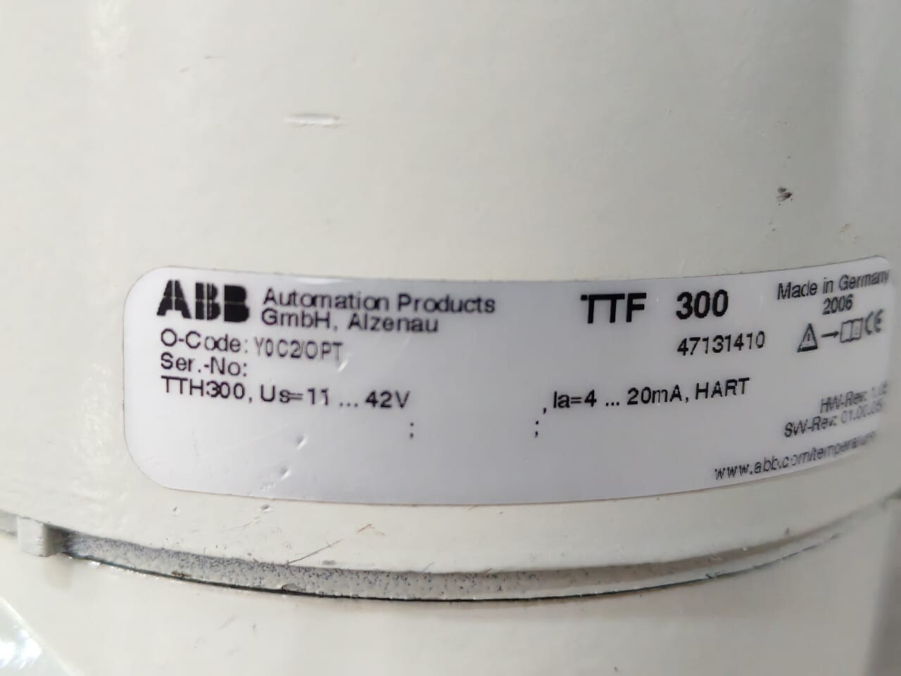 ABB REV-01 ABB TTF300 Y0C2/OPT HW-REV1.05 SW-REV 01.00.06 TEMPERATURE TRANSMITTER 5