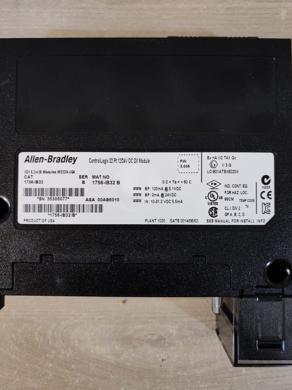 Rockwell Automation 1756-IB32 Allen Bradley 1756-IB32 SER B ControlLogix 32 Pt Module 4