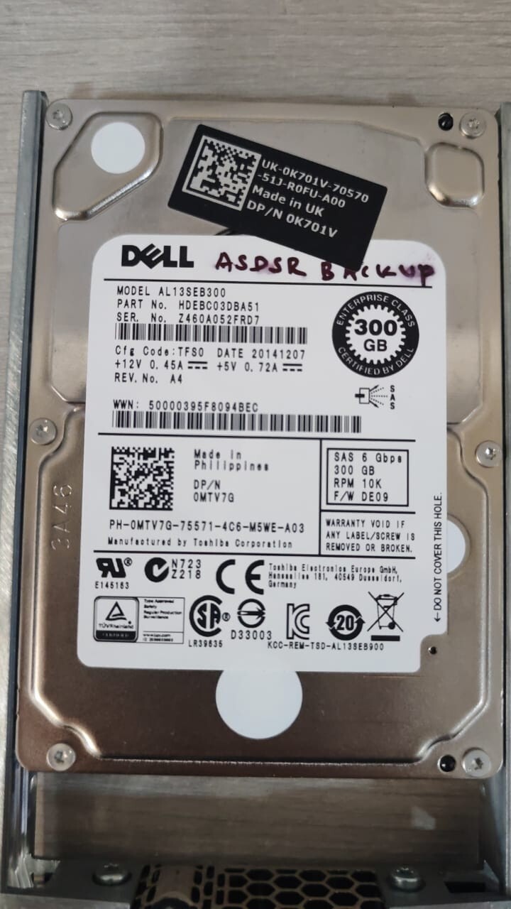 Dell HDEBC03DAA51 DELL AL13SEB300 HDEBC03DAA51 SAS 6GB 300GB 10 K HARD DRIVE 9