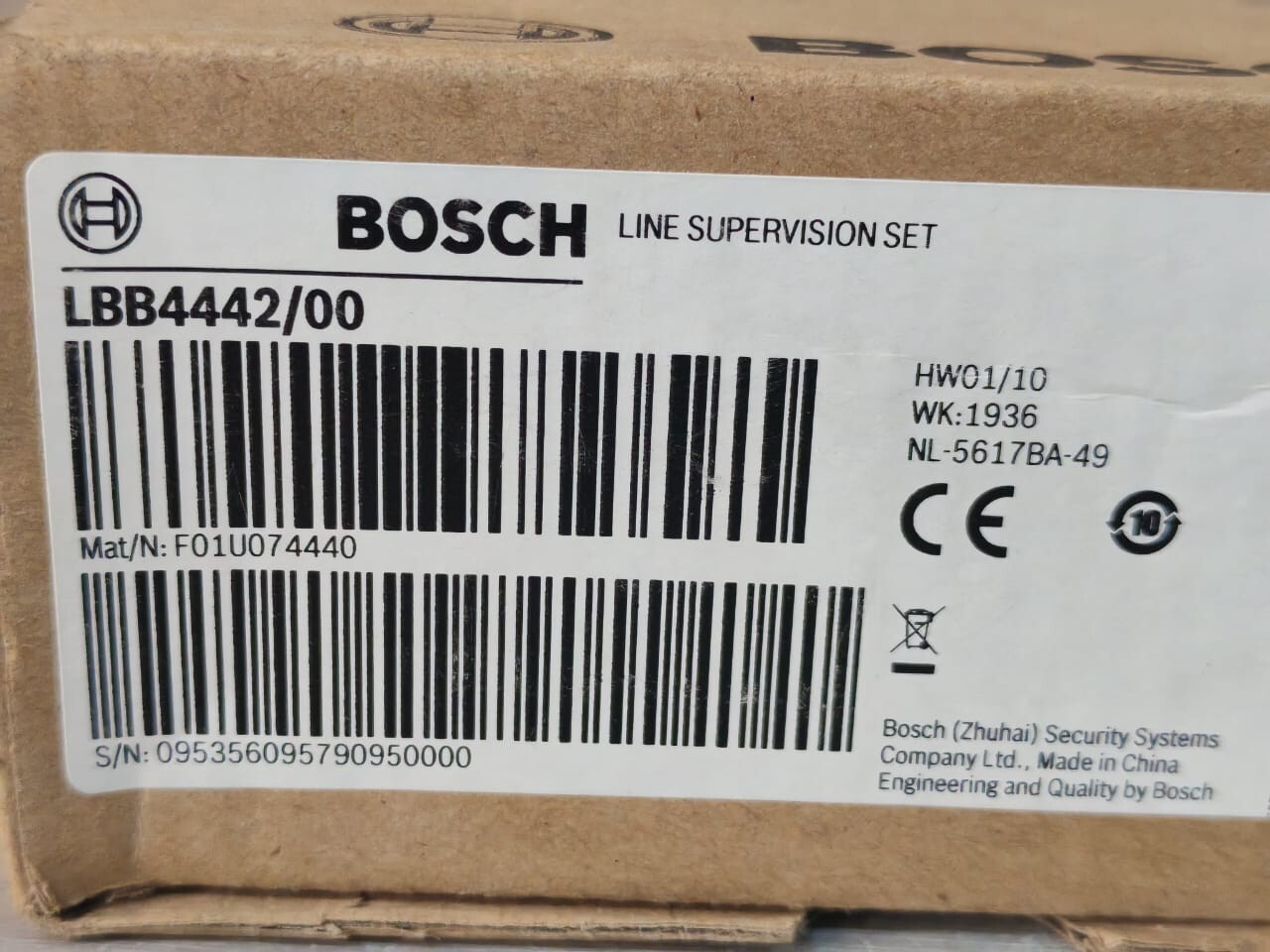 Bosch F01U074440 HW 01/10 BOSCH LBB4442/00 MAT/N F01U074440 HW 01/10 LINE SUPERVISION SET 10