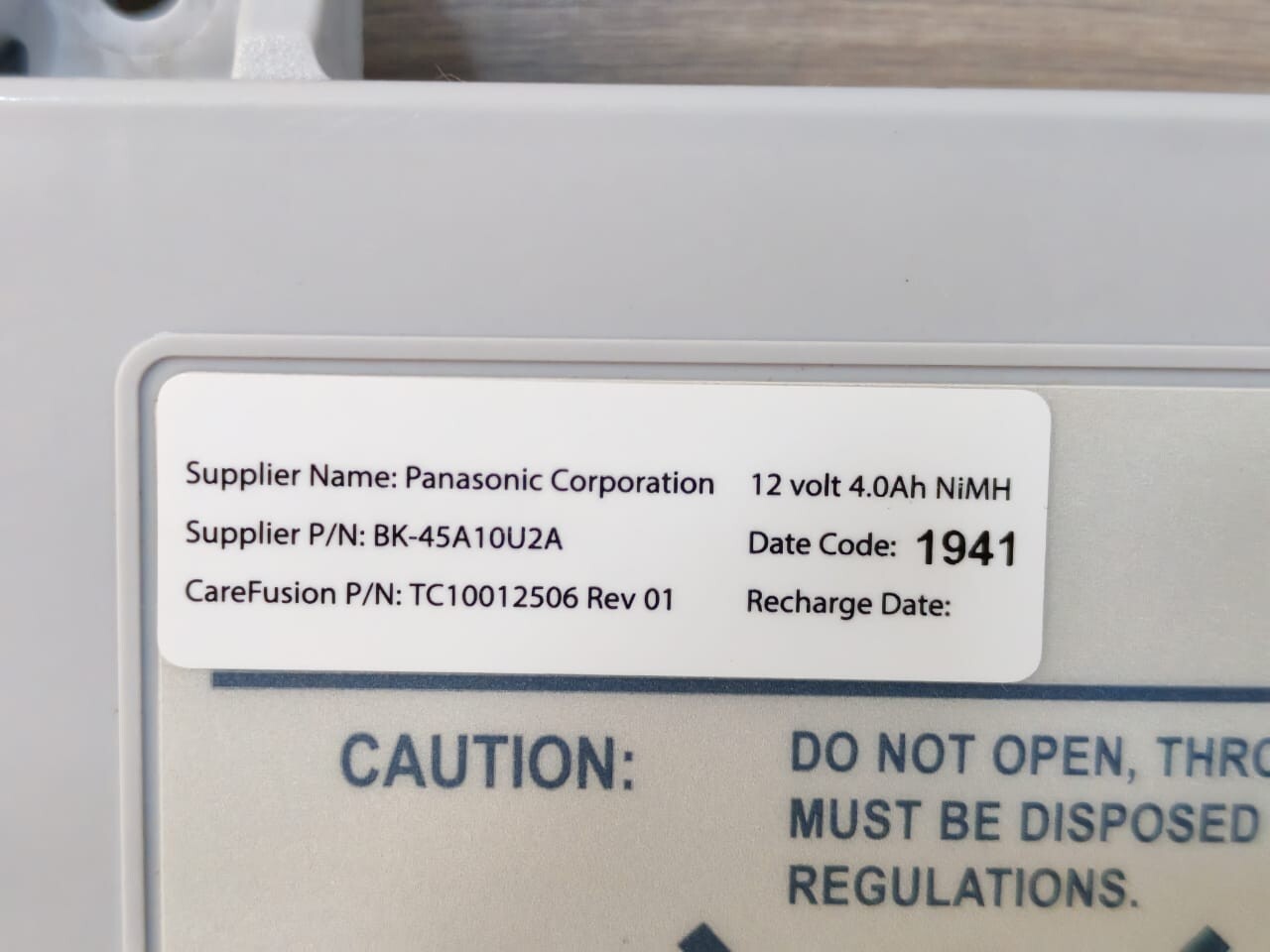 Panasonic BK-45A10U2A PANASONIC TC10012506 REV.01 / BK-45A10U2A 12V 4.0Ah BATTERY 4